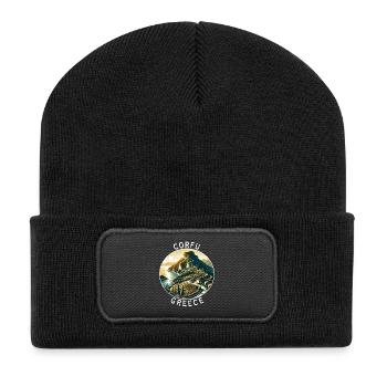 Corfu Greece island design - Recycled Patch Beanie - black - Front
