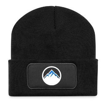 Berge Logo weiß - Recycelte Patch Beanie - Schwarz - Vorne