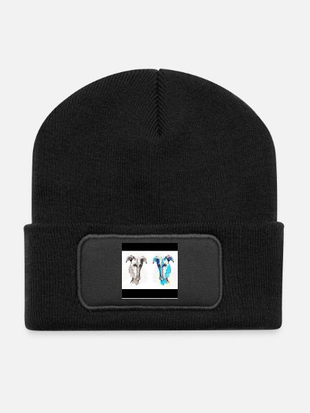 Double Dog Sketch Pop Art - Recycled Patch Beanie - black