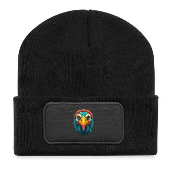 Turkey Cute Kawaii Cartoon Clipart Animal Face - Recycled Patch Beanie - black - Front