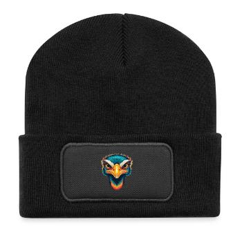 Ostrich Cute Kawaii Cartoon Clipart Animal Face - Recycled Patch Beanie - black - Front