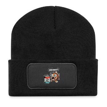 Design amusant de poisson en conserve - Beanie recyclé à patch - noir - Devant