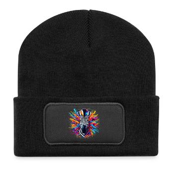 Zebra - Recycelte Patch Beanie - Schwarz - Vorne
