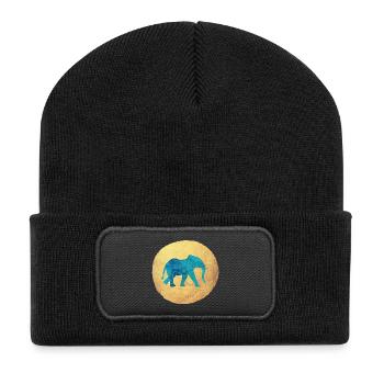 Cercle de Yoga Éléphant Luxe Yogi Inde Méditation om - Beanie recyclé à patch - noir - Devant