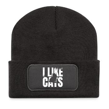 I like cats - Recycled Patch Beanie - dark grey - Front