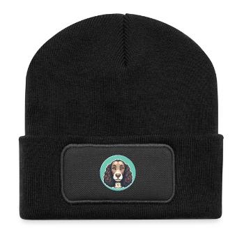 American Water Spaniel Dog Breed Cartoon Kawaii - Recycled Patch Beanie - black - Front