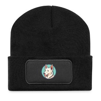 Berger Blanc Suisse Hunderasse Lustige Karikatur Kawaii - Recycelte Patch Beanie - Schwarz - Vorne