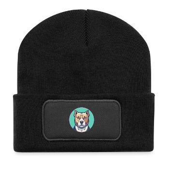Bully Kutta Hunderasse Lustige Karikatur Kawaii Clipart - Recycelte Patch Beanie - Schwarz - Vorne