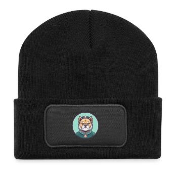 Chinese Imperial Dog Breed Cartoon Kawaii Clipart - Recycled Patch Beanie - black - Front