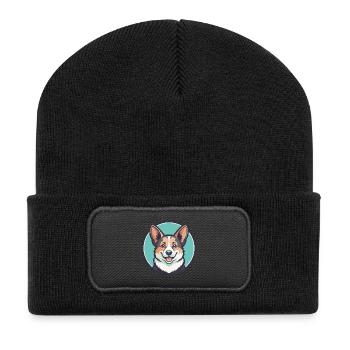 Corgi Dog Breed Cartoon Kawaii Clipart Animal Pet - Recycled Patch Beanie - black - Front