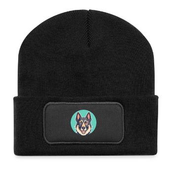 Osteuropäische Schäferhund Rasse Karikatur Kawaii - Recycelte Patch Beanie - Schwarz - Vorne