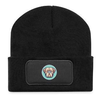 Français Bordeaux Mastiff Chien Race Dessin animé Kawaii - Beanie recyclé à patch - noir - Devant