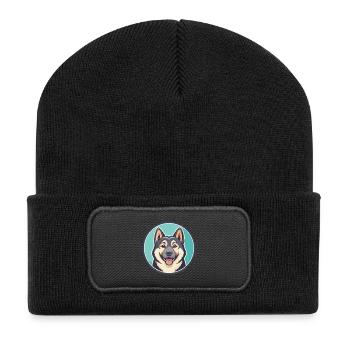 Hallefors Elkhound Dog Breed Cartoon Kawaii - Recycled Patch Beanie - black - Front
