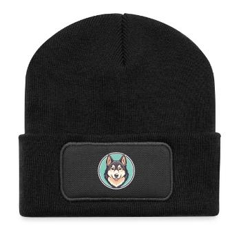 Greenland Dog Breed Cartoon Kawaii Clipart Animal - Recycled Patch Beanie - black - Front