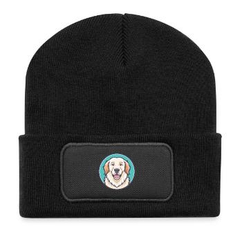 Grande Pyrénées Chien Race Dessin animé Kawaii Clipart - Beanie recyclé à patch - noir - Devant