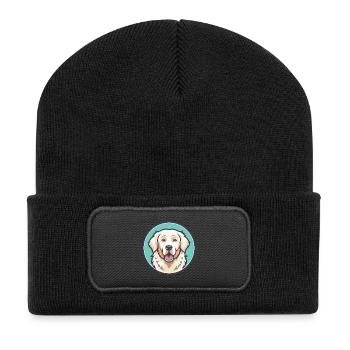 Hongrois Kuvasz Chien Race Dessin animé Kawaii Clipart - Beanie recyclé à patch - noir - Devant