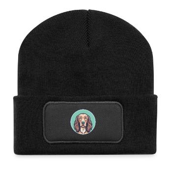 Irischer Setter Hund Rasse Cartoon Kawaii Clipart Haustier - Recycelte Patch Beanie - Schwarz - Vorne