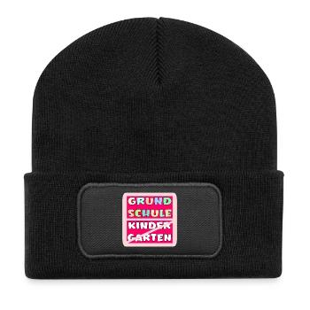 ABSCHLUSS KINDERGARTEN - HALLO GRUNDSCHULE - Recycelte Patch Beanie - Schwarz - Vorne