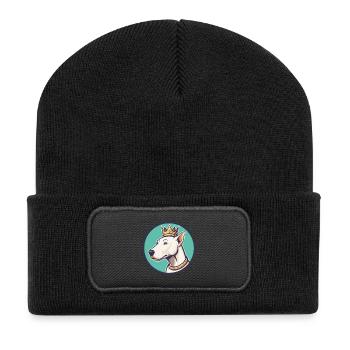 King White Hound Dog Breed Cartoon Kawaii Clipart - Recycled Patch Beanie - black - Front