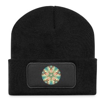 Fisch und Mond - Recycelte Patch Beanie - Schwarz - Vorne