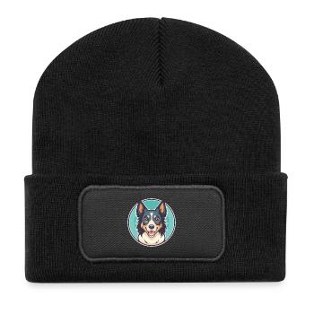 Chien de berger nord-américain race dessin animé Kawaii - Beanie recyclé à patch - noir - Devant