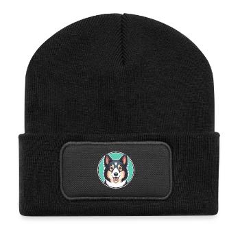 Norrbottenspets Chien Race Dessin animé Kawaii Clipart - Beanie recyclé à patch - noir - Devant