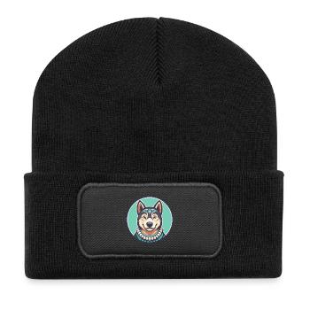 Polynesische Hunderasse Cartoon Kawaii Clipart Tier - Recycelte Patch Beanie - Schwarz - Vorne
