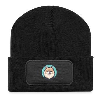 Pomeranian Dog Breed Cartoon Kawaii Clipart Animal - Recycled Patch Beanie - black - Front