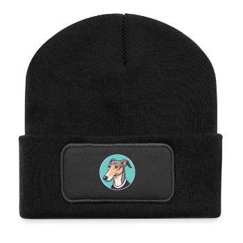 Rampur Greyhound Dog Breed Cartoon Kawaii Clipart - Recycled Patch Beanie - black - Front