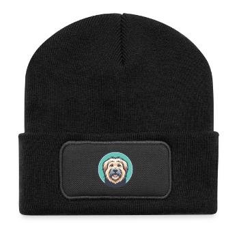 chien de berger des Pyrénées race de chien dessin animé Kawaii Clipart - Beanie recyclé à patch - noir - Devant