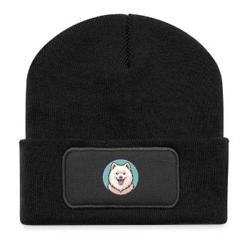 Samoyed Dog Breed Cartoon Character Kawaii Clipart - Recycled Patch Beanie - black - Front