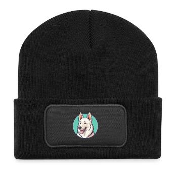 White Swiss Shepherd Dog Breed Cartoon Kawaii Pet - Recycled Patch Beanie - black - Front
