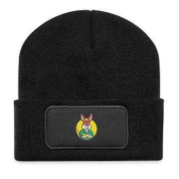 Rabbit Cute Kawaii Cartoon Clipart Pet Animal - Recycled Patch Beanie - black - Front