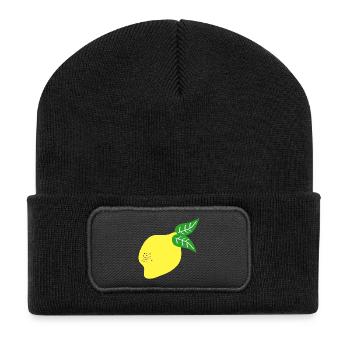 ZITRONE ZITRUSFRÜCHTE - Recycelte Patch Beanie - Schwarz - Vorne