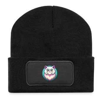Colorpoint Persische Katze Rasse Cartoon Kawaii Tier - Recycelte Patch Beanie - Schwarz - Vorne