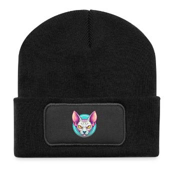 Don Sphynx Chat Race Dessin Animé Kawaii Animal Pet - Beanie recyclé à patch - noir - Devant