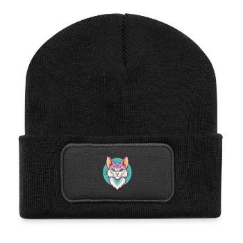 Chat Somali Race Dessin Animé Kawaii Animal Pet - Beanie recyclé à patch - noir - Devant