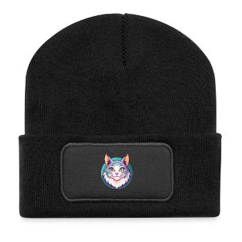 American Bobtail Cat Breed Cartoon Kawaii Animal - Recycled Patch Beanie - black - Front