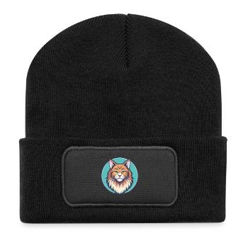 Ginger Longhair Cat Breed Cartoon Kawaii Animal - Recycled Patch Beanie - black - Front