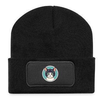 Laperm Chat Race Dessin Animé Kawaii Animal Pet - Beanie recyclé à patch - noir - Devant