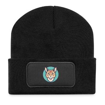 Chat Somali Race Dessin animé Kawaii Animal Pet - Beanie recyclé à patch - noir - Devant