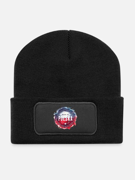 Made in Polska Polen polnisch rot weiß Geschenk - Recycelte Patch Beanie - Schwarz