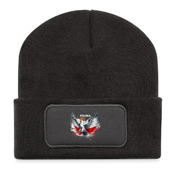 Poland Polska Polish Red White Eagle Crown Gift - Recycled Patch Beanie - dark grey - Front