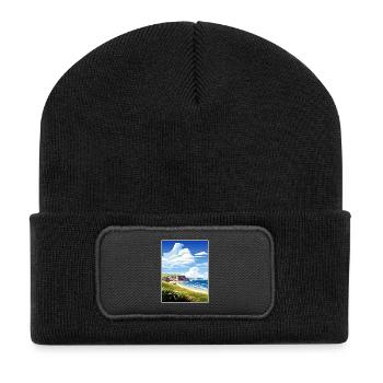 Gower Halbinsel Aonb Reise Poster Souvenir WPA - Recycelte Patch Beanie - Schwarz - Vorne