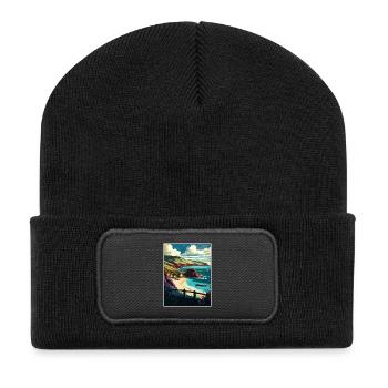 South Devon Anob Affiche de voyage Souvenir Peinture WPA - Beanie recyclé à patch - noir - Devant
