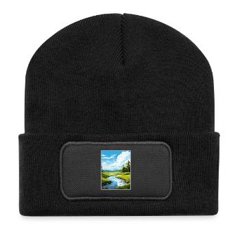 Lagan Valley Aonb Affiche de voyage Souvenir Peinture WPA - Beanie recyclé à patch - noir - Devant