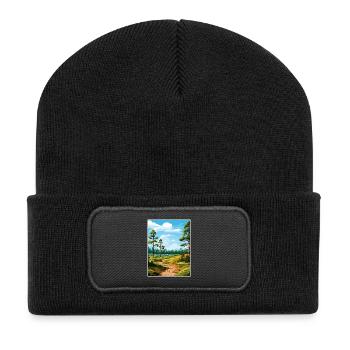 Cannock Chase Aonb Reise Poster Souvenir Farbe WP - Recycelte Patch Beanie - Schwarz - Vorne