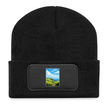 South Devon Aonb Voyage Affiche Peinture Souvenir WPA - Beanie recyclé à patch - noir - Devant