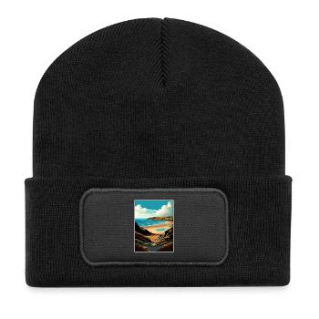 Gower Halbinsel Anob Reise Poster Souvenir WPA - Recycelte Patch Beanie - Schwarz - Vorne