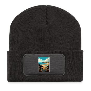 Gower Halbinsel Anob Reise Poster Souvenir WPA - Recycelte Patch Beanie - Dunkelgrau - Vorne